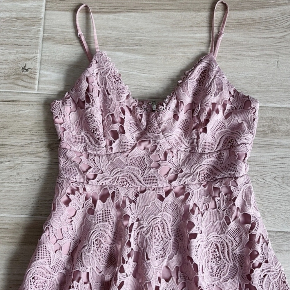 Lulus Nora Lee Dusty Rose Sleeveless Lace Midi Dress, M - Picture 2 of 9